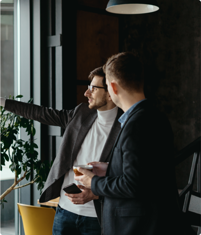 Two men in a business meeting discussion